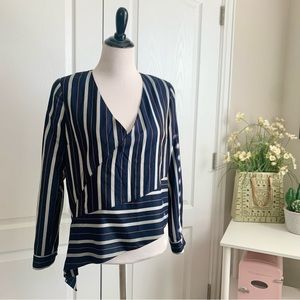 NWT Santorelli Striped Asymmetrical Top